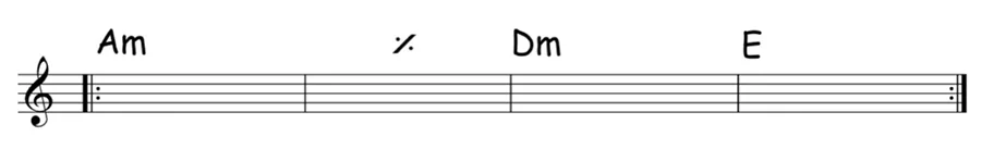 guitar backing track Am Dm and E chords