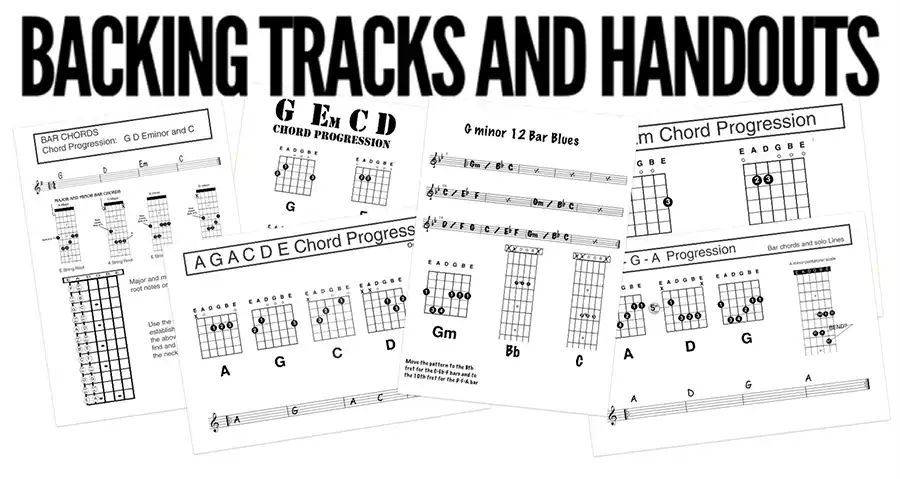 guitar teaching printed resources and backing tracks to download