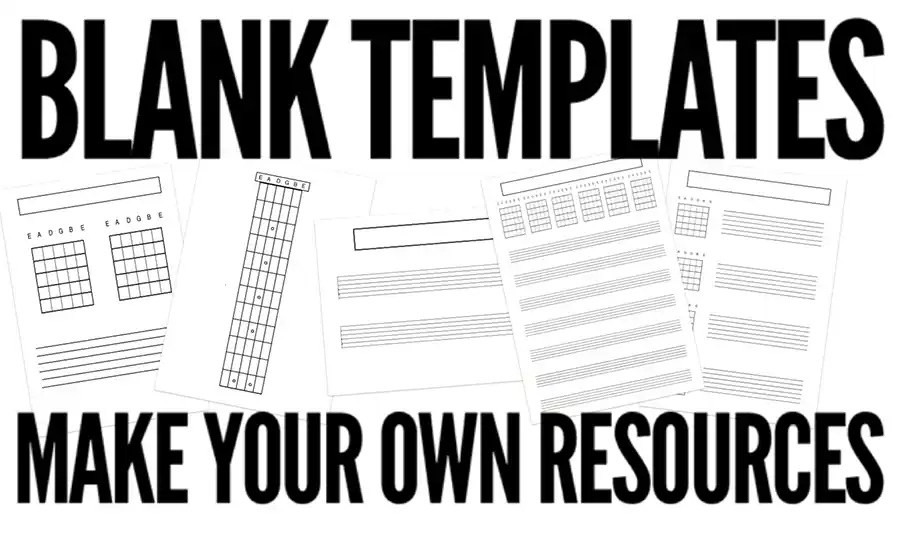 Printable blank guitar neck diagrams to help you teach guitar
