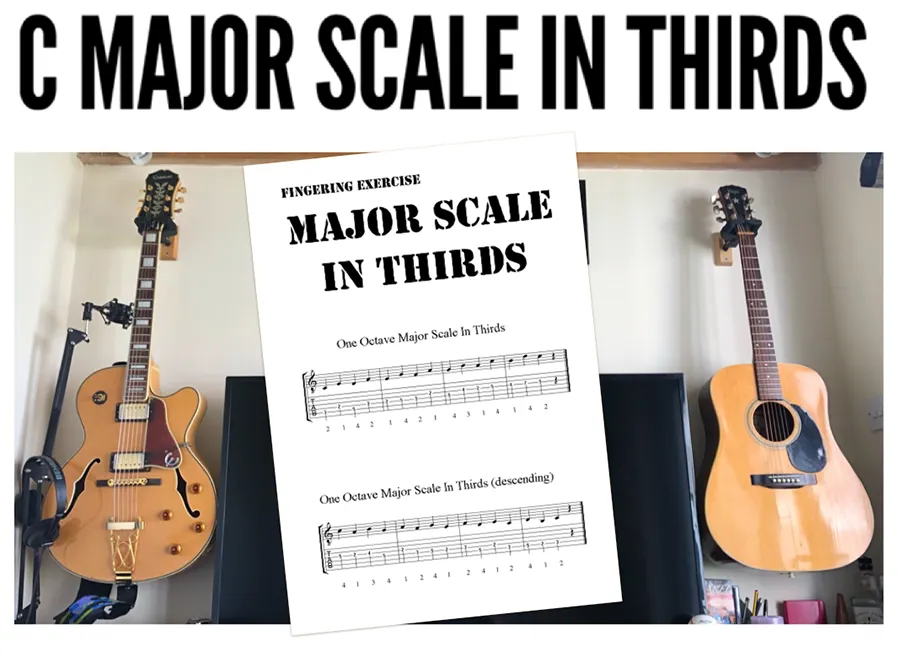  Guitar technique exercise C major scale in 3rds