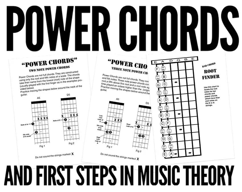 teaching a first power chord guitar lesson