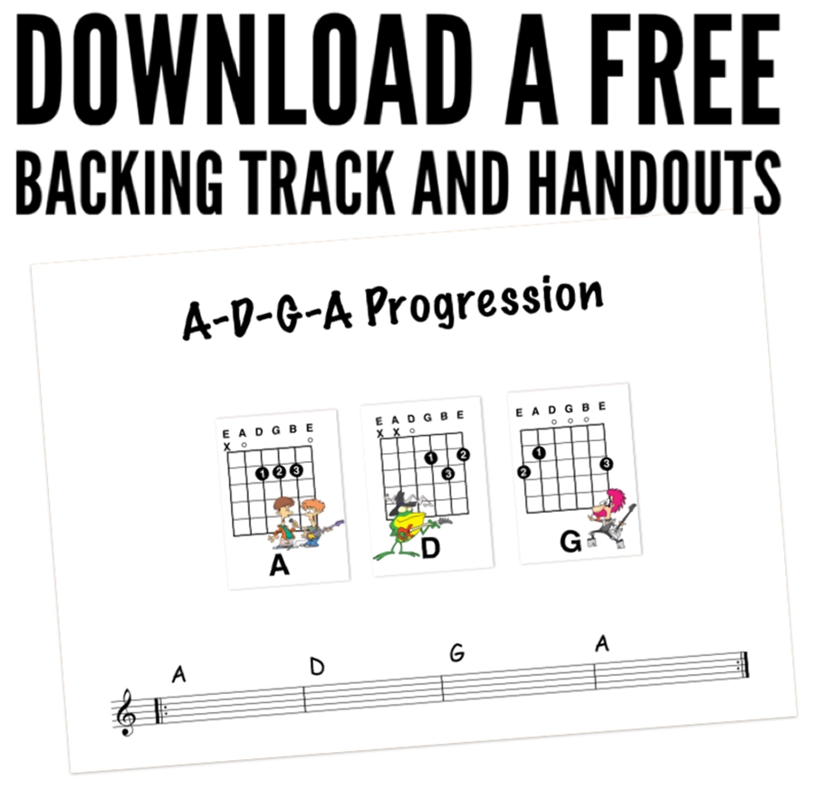 guitar teachers kids backing track and chord handouts